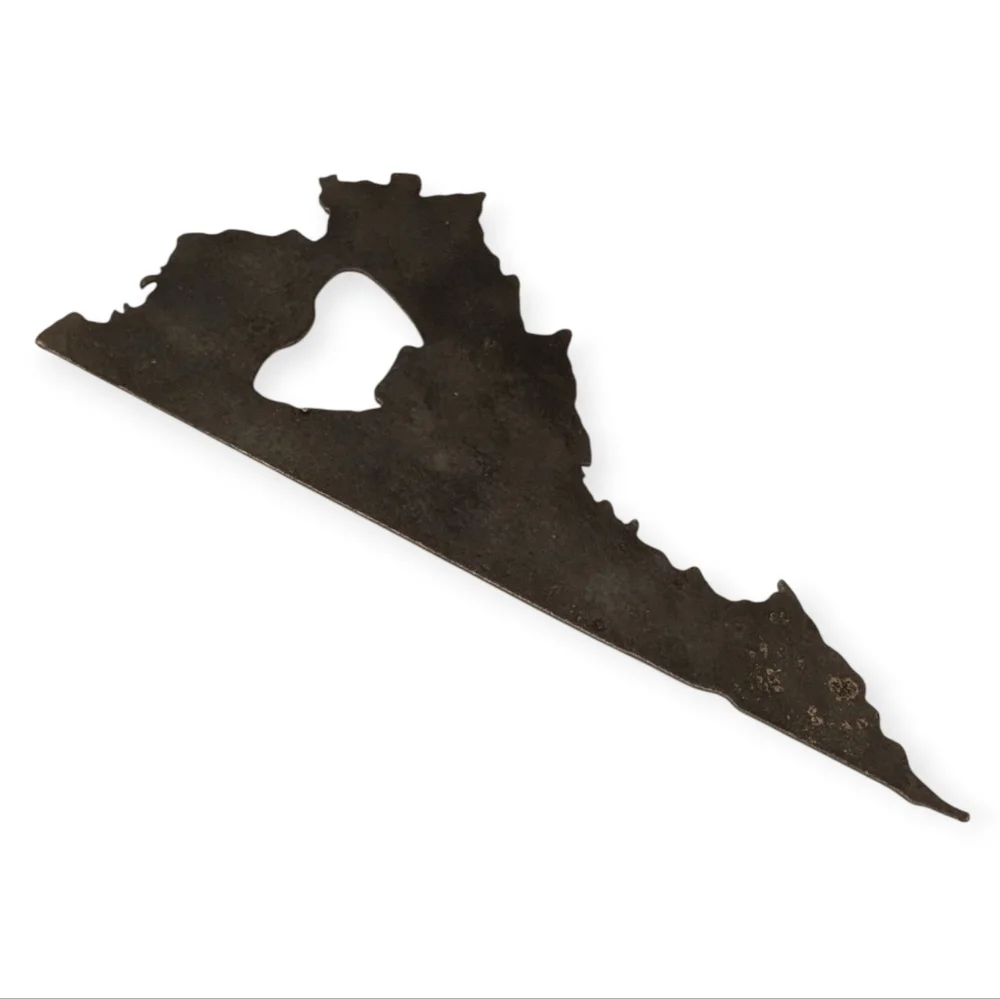 VIRGINIA Cast Iron Bottle Opener Vintage Wall Mount Bar Decor 1990s
